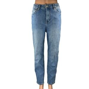 H&M Divided Women's Blue High Waisted Straight Tapered Denim Jeans Pants Size 6